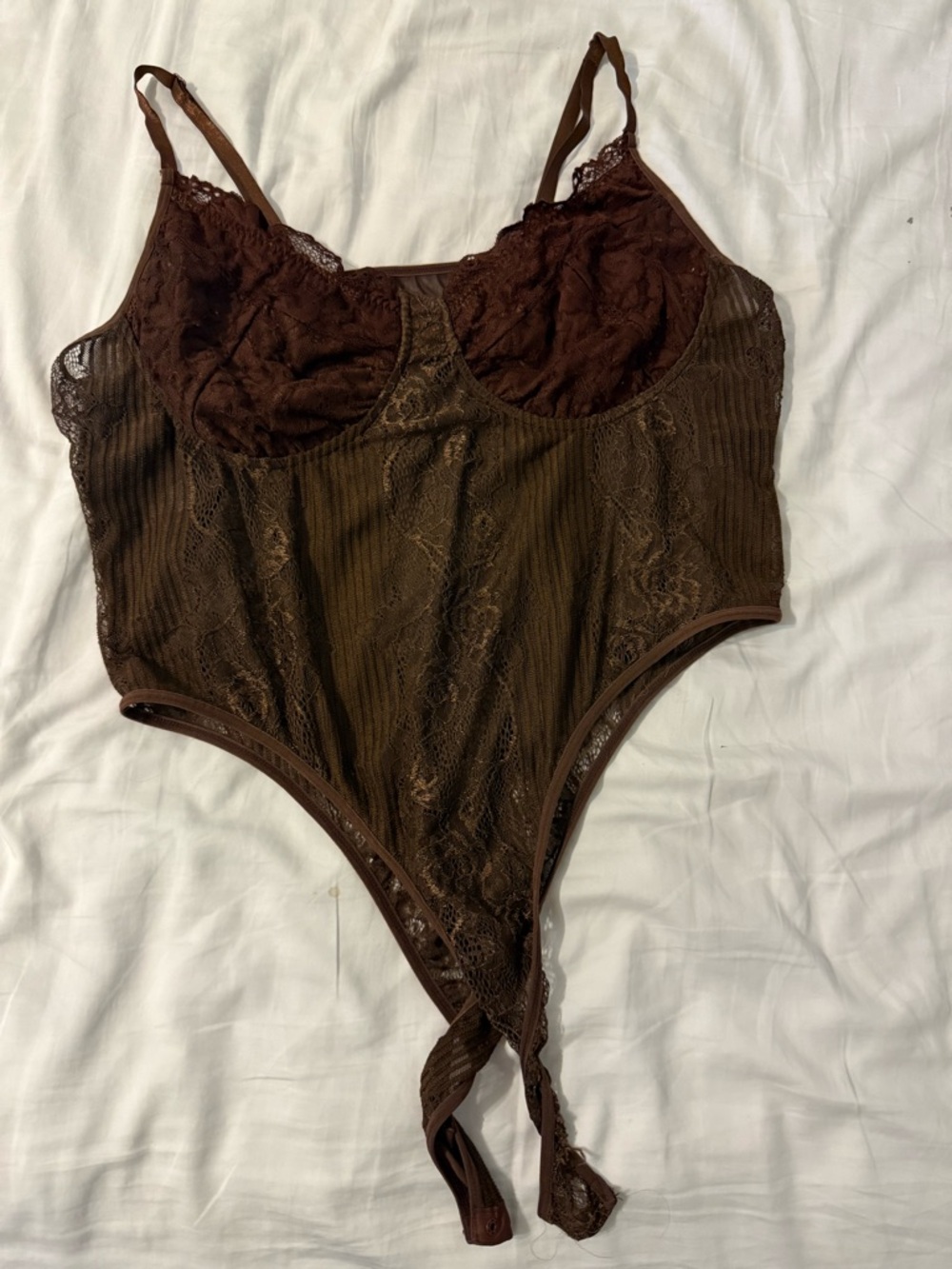 Sheer Lace Brown Bodysuit